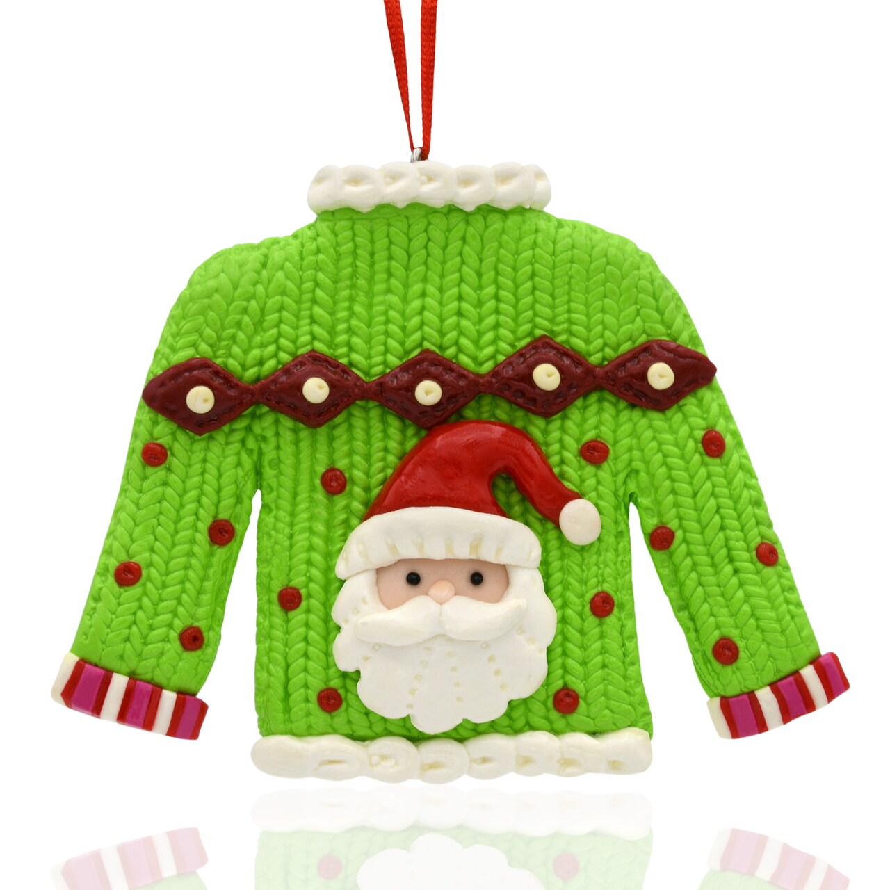 Clay Christmas Sweater Ornaments - Santa, Snowman or Reindeer